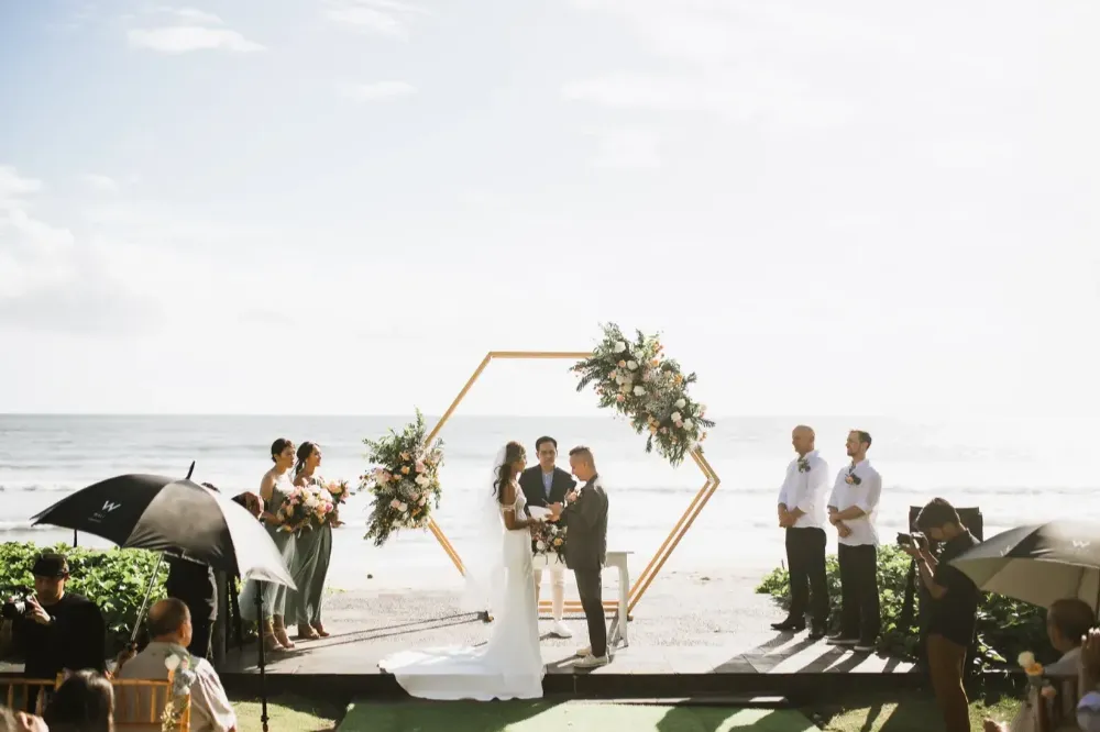 wedding ceremony arch by the beach