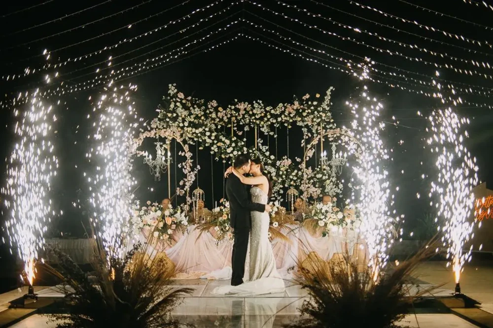 Wedding dance dinner reception pyrotechnic